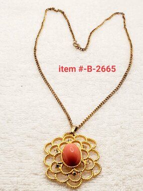 1 gold tone Necklace with pendant, item # B-2665,. wt. 20 grams.
